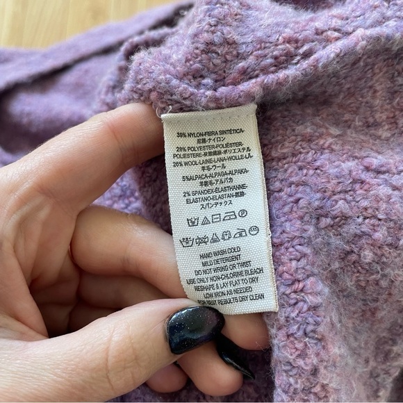 Free People Stormy Lavender Purple Boucle Knit Wool Blend Pullover Sweater EUC S - Picture 10 of 11